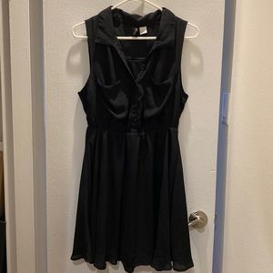 H&M women black chiffon button up mini dress L